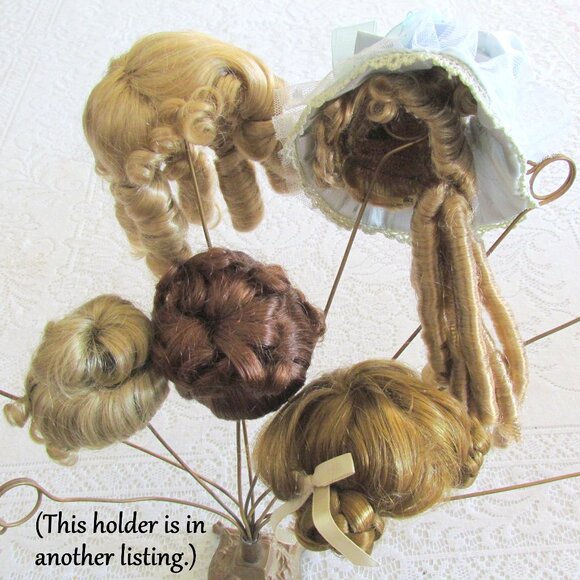 DOLL WIGS, 5 REPLACEMENT HAIR STYLES: GIBSON GIRL, RINGLETS, CURLS, BONNET, EUC - Picture 2 of 14